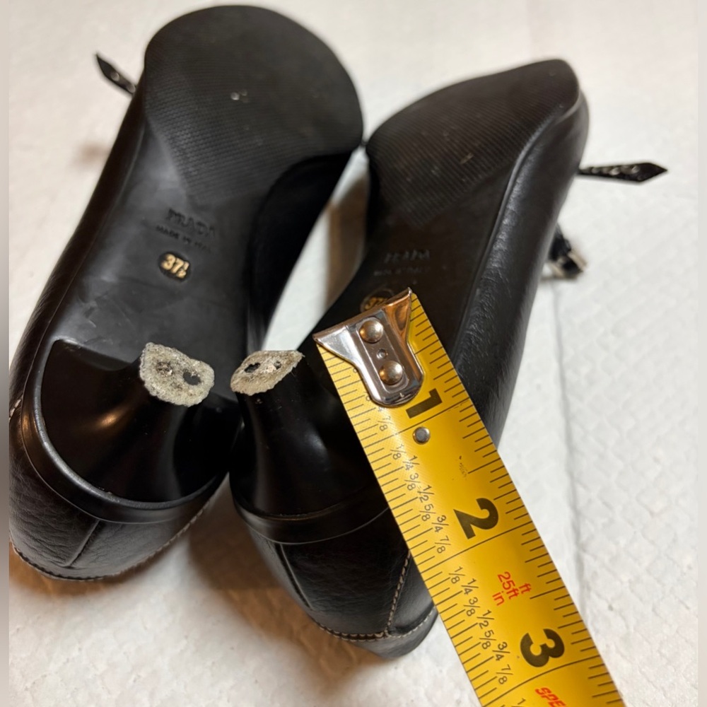 Prada Black Leather Pointed-Toe Loafers with Bit Detail - Picture 9 of 9